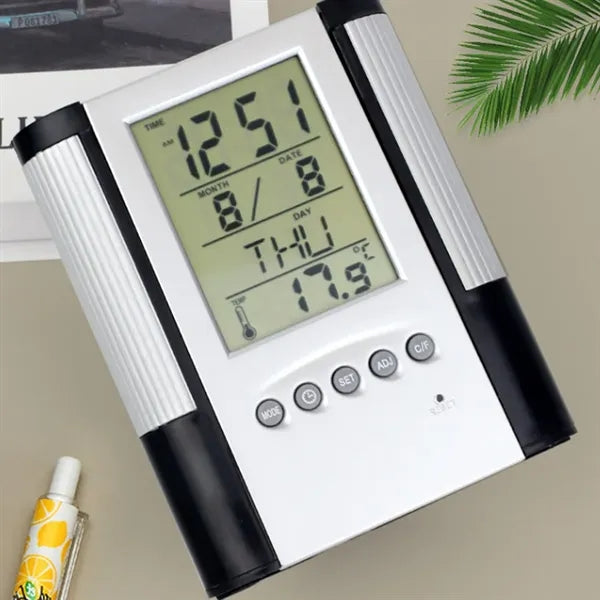 Perpetual Calendar Pen Holder Clock Temperature Display
