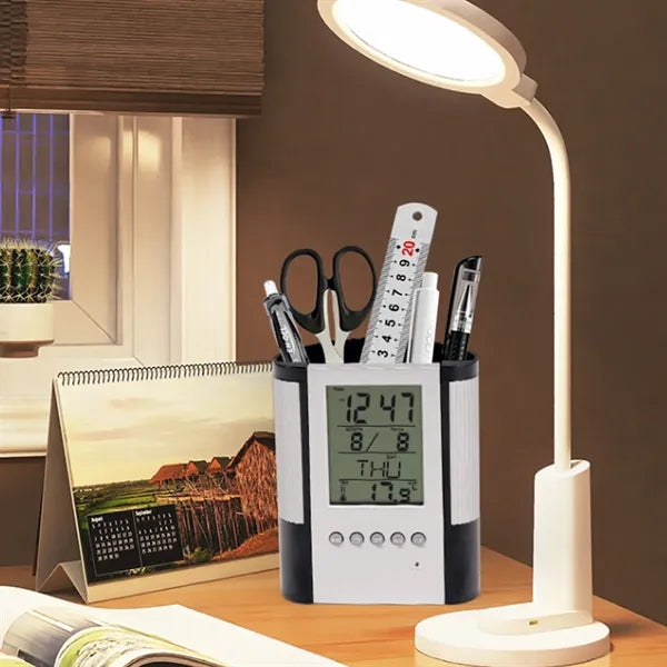 Perpetual Calendar Pen Holder Clock Temperature Display