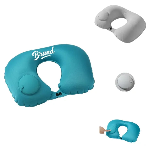 Press-type inflatable U-shaped neck pillow