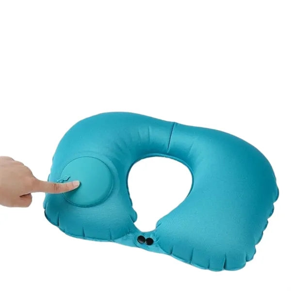 Press-type inflatable U-shaped neck pillow
