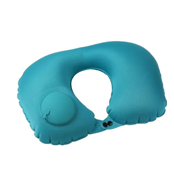 Press-type inflatable U-shaped neck pillow