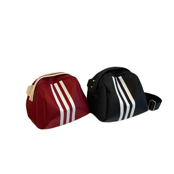 Striped nylon crossbody bag