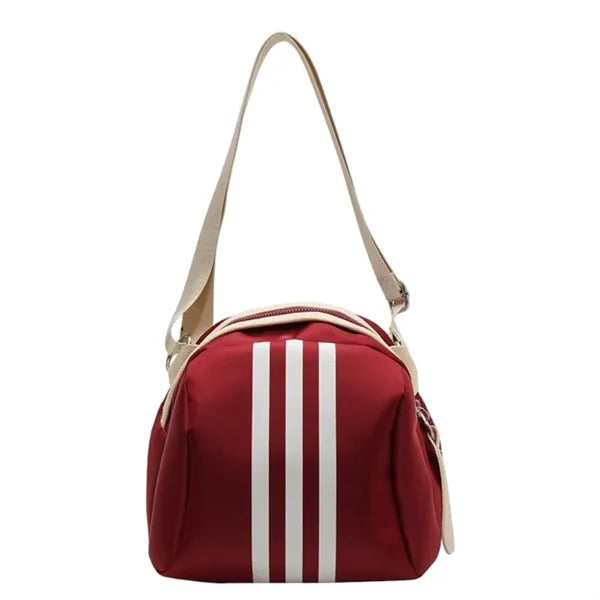 Striped nylon crossbody bag