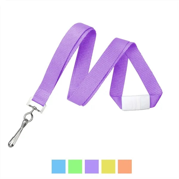 5/8" Neon Flat Polyester Lanyard with Breakaway (J-Hook)