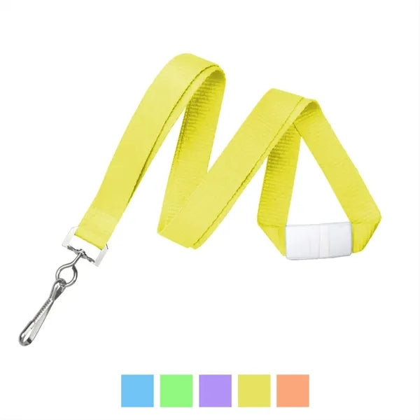 5/8" Neon Flat Polyester Lanyard with Breakaway (J-Hook)