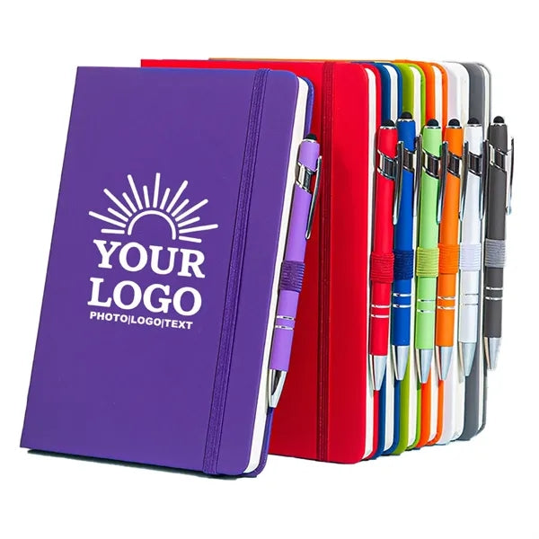 PU Leather Journal Notebook w/ Stylus Metal Ballpoint Pen