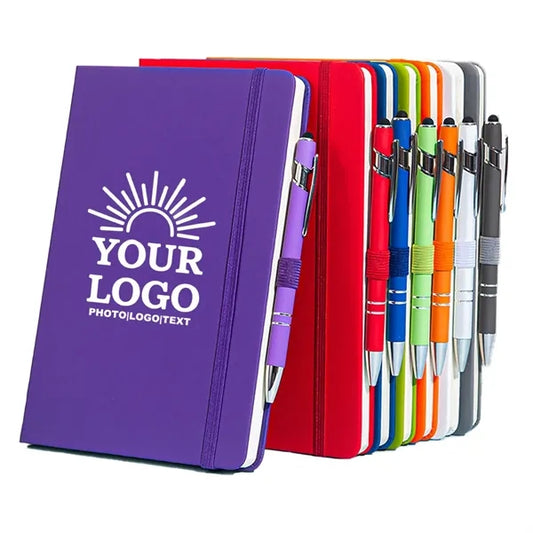 PU Leather Journal Notebook w/ Stylus Metal Ballpoint Pen