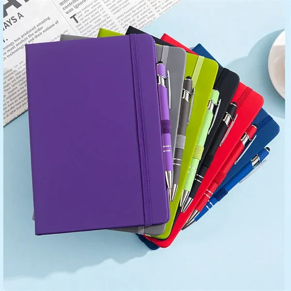 PU Leather Journal Notebook w/ Stylus Metal Ballpoint Pen
