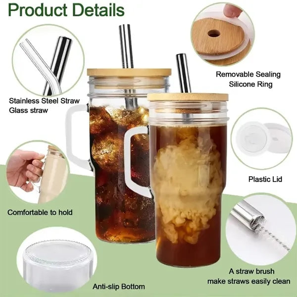 Bamboo Lids Glass Cups