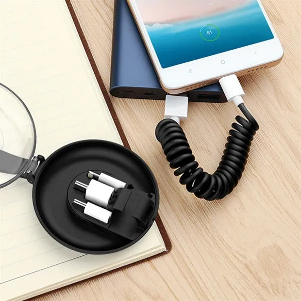 Spring Fast Charging Data Cable Six-In-One Storage Box