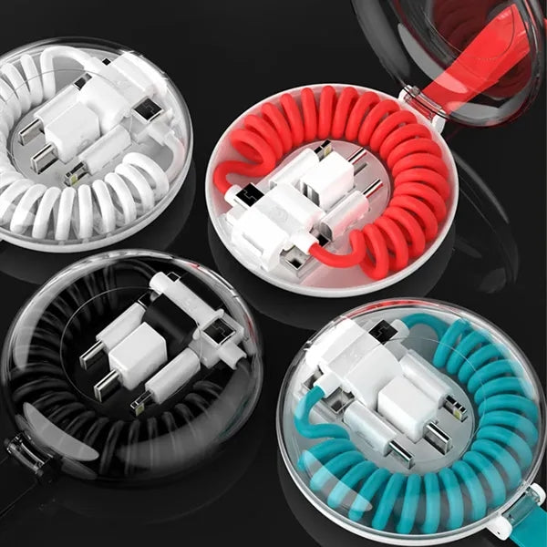 Spring Fast Charging Data Cable Six-In-One Storage Box