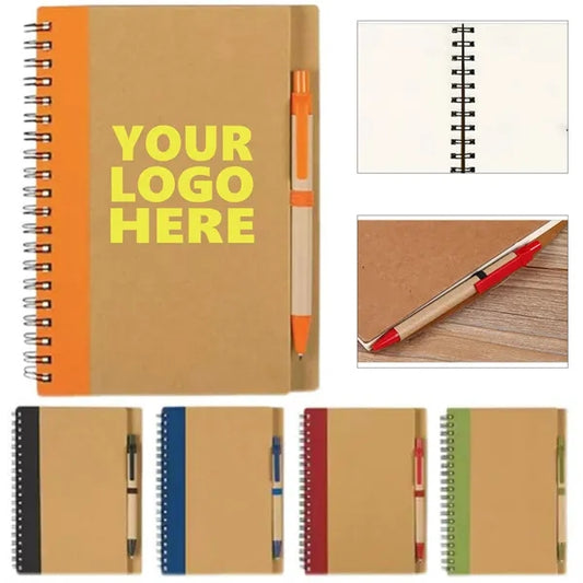 Kraft Cover Spiral Notebook with Pen