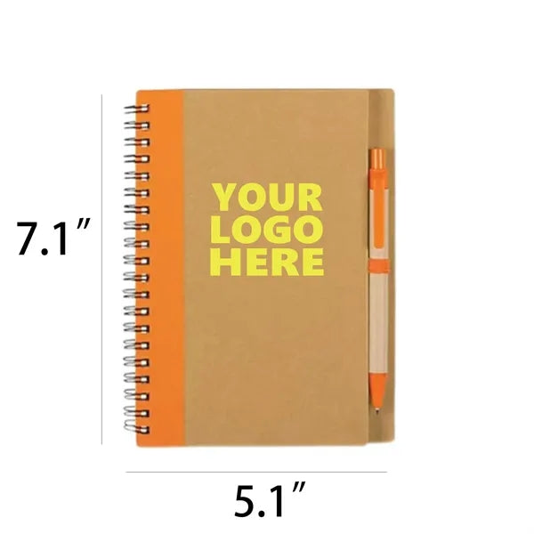 Kraft Cover Spiral Notebook with Pen