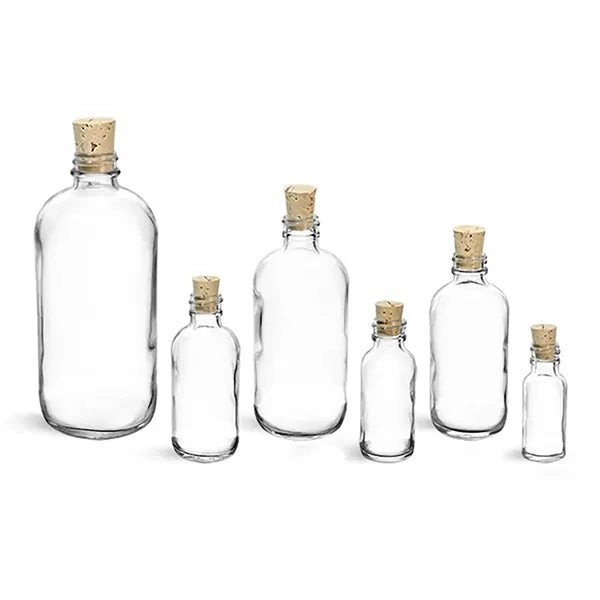 Clear Glass Boston Round Bottles