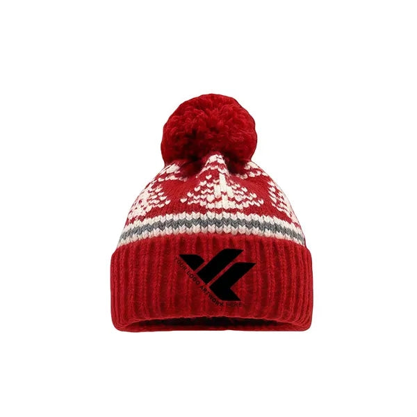 Retro Fair Isle style knitted hat, ski windproof festive
