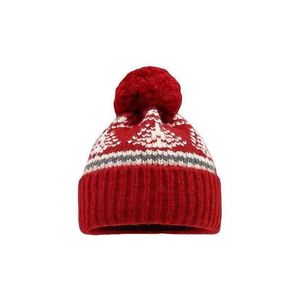 Retro Fair Isle style knitted hat, ski windproof festive