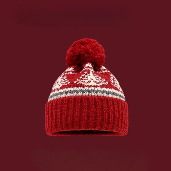 Retro Fair Isle style knitted hat, ski windproof festive