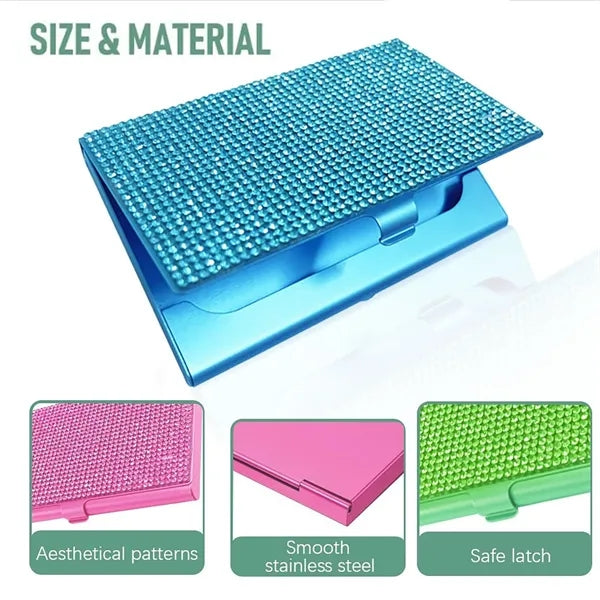 Metal Rhinestone Business Card Holder