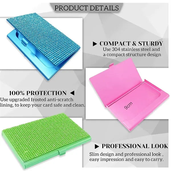 Metal Rhinestone Business Card Holder