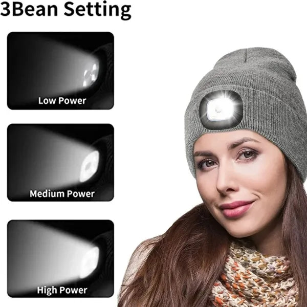 USB Rechargeable Knitted Hat w/ Led Light