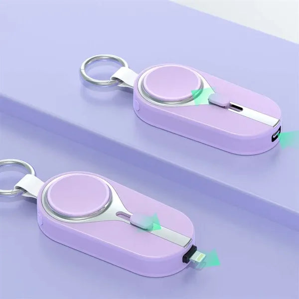 Compact wireless charger solar power bank with keychain