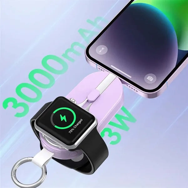 Compact wireless charger solar power bank with keychain