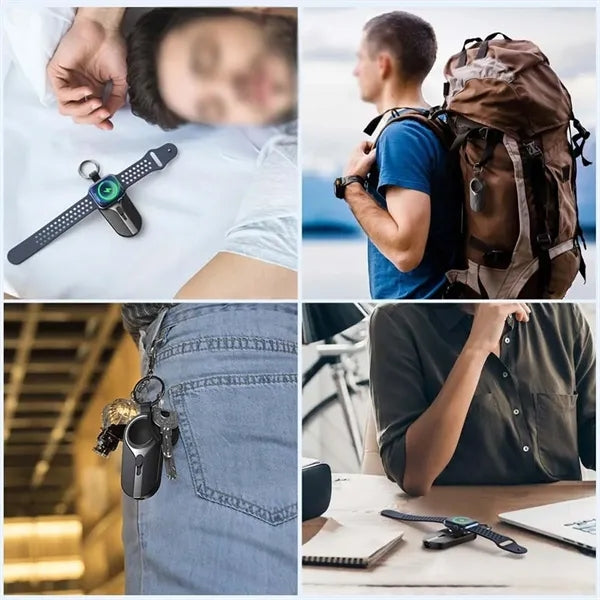 Compact wireless charger solar power bank with keychain