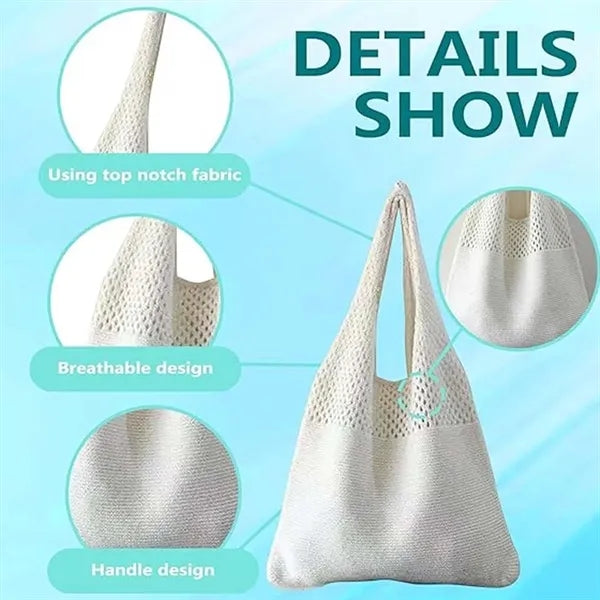 Crochet beach bag portable sustainable knitted for shopping