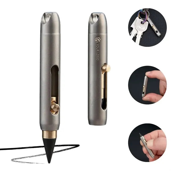 Mini titanium keychain retractable self-sharpening pencil