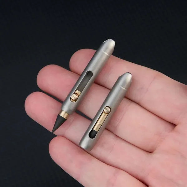 Mini titanium keychain retractable self-sharpening pencil