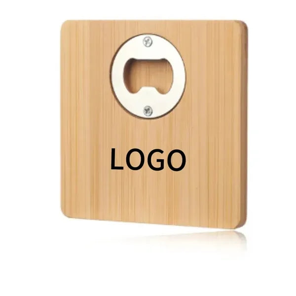 Square Bamboo Coaster with Concealed Bottle Opener