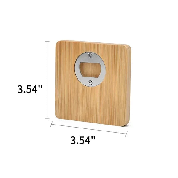 Square Bamboo Coaster with Concealed Bottle Opener