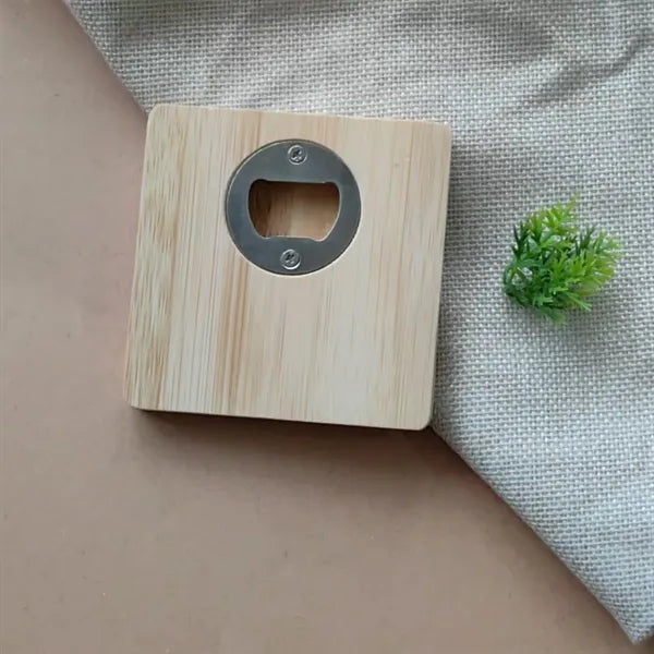 Square Bamboo Coaster with Concealed Bottle Opener