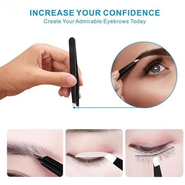 Stainless Steel Tweezers Set for Eyebrows