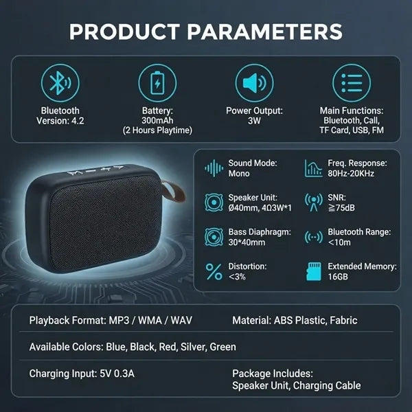 Portable HiFi Wireless Bluetooth Speaker with Handle, TF Car