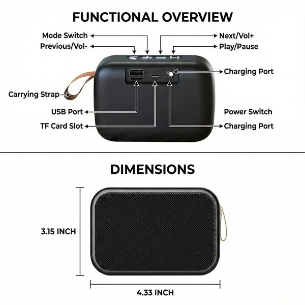 Portable HiFi Wireless Bluetooth Speaker with Handle, TF Car