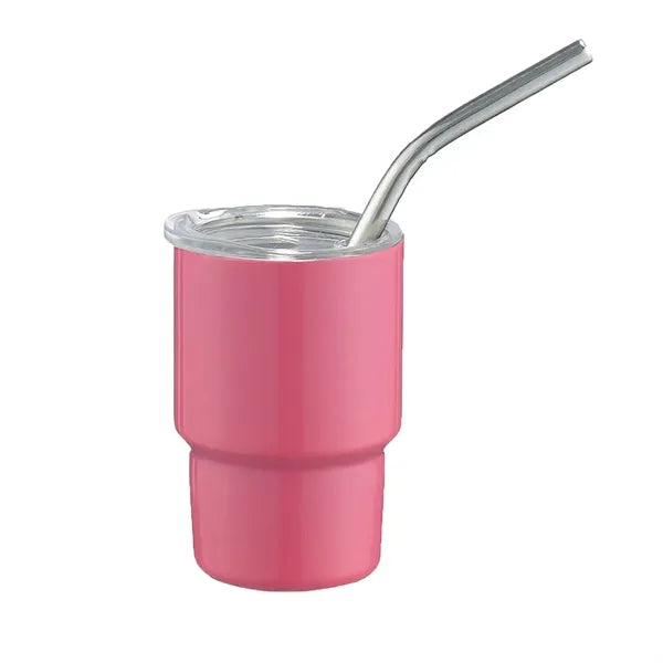 3oz Stainless Steel Mini Tumbler With Straw