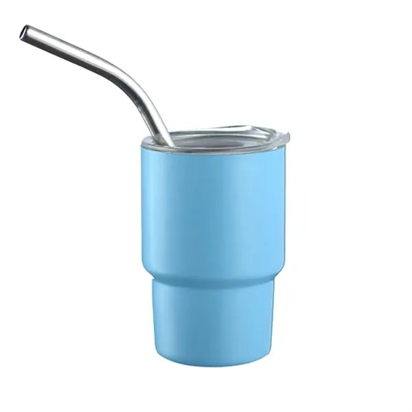 3oz Stainless Steel Mini Tumbler With Straw