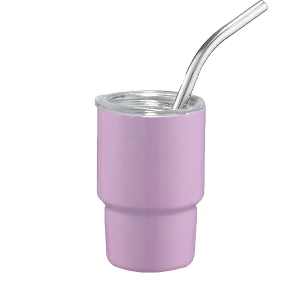 3oz Stainless Steel Mini Tumbler With Straw