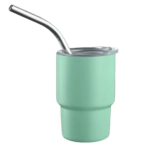 3oz Stainless Steel Mini Tumbler With Straw