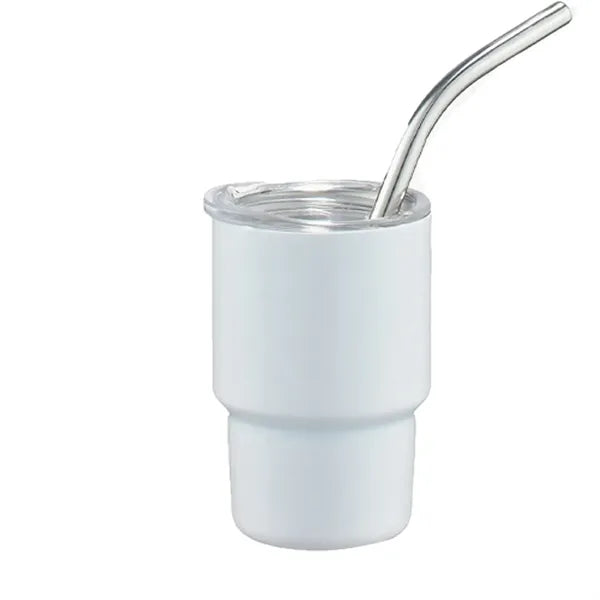 3oz Stainless Steel Mini Tumbler With Straw