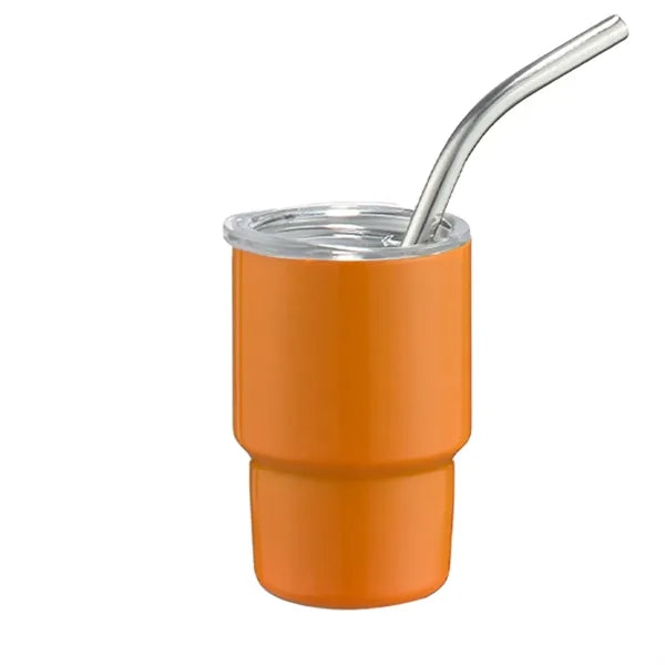3oz Stainless Steel Mini Tumbler With Straw