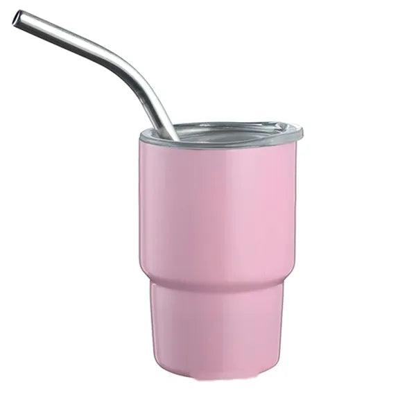 3oz Stainless Steel Mini Tumbler With Straw