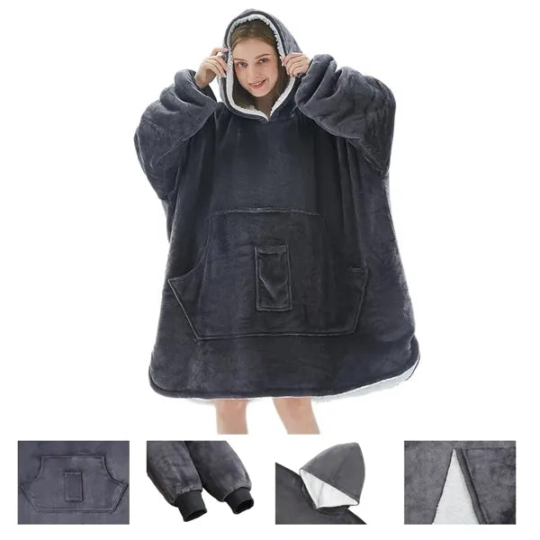 L'AGRATY Oversized Hooded Blanket Sweatshirt with Pockets