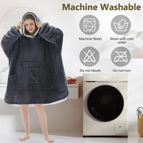 L'AGRATY Oversized Hooded Blanket Sweatshirt with Pockets