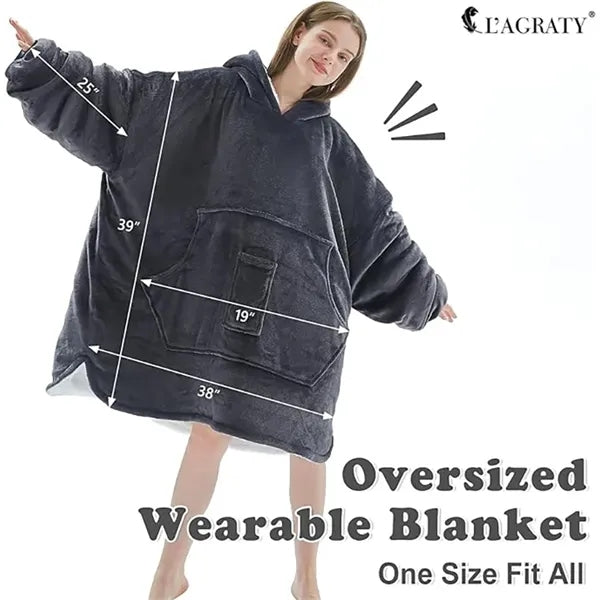 L'AGRATY Oversized Hooded Blanket Sweatshirt with Pockets