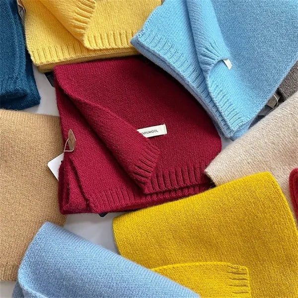 Wool Solid Color Scarf Multi-Color for Winter Outdoor Casual