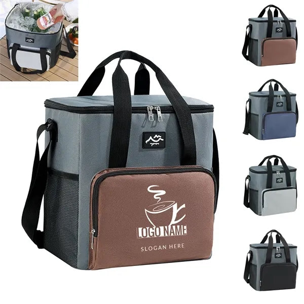 16-Can Color-Block 600D Oxford Insulated Cooler Bag