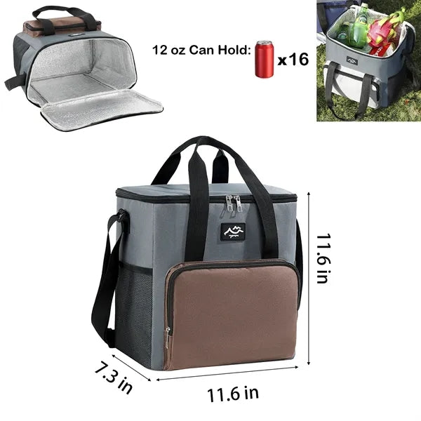 16-Can Color-Block 600D Oxford Insulated Cooler Bag