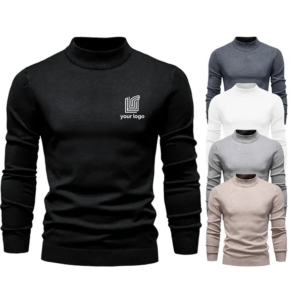 Men's Solid Color Knit mid/mock neck Sweater,multi colors